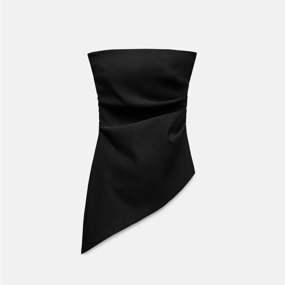 ZARA black strapless asymmetrical top